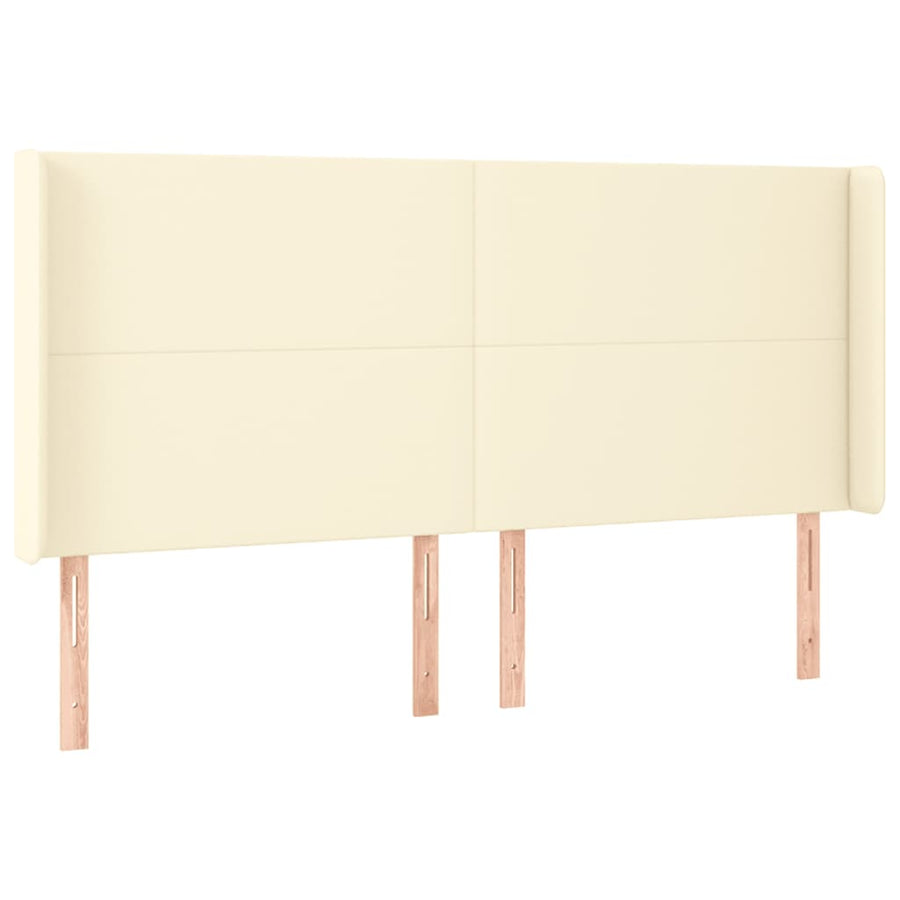 Hoofdbord Led Kunstleer Kleurig 203 x 16 x 118/128 cm Crème