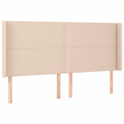 Hoofdbord LED 203x16x118/128 cm kunstleer cappuccinokleurig 203 x 16 x 118/128 cm Cappuccino