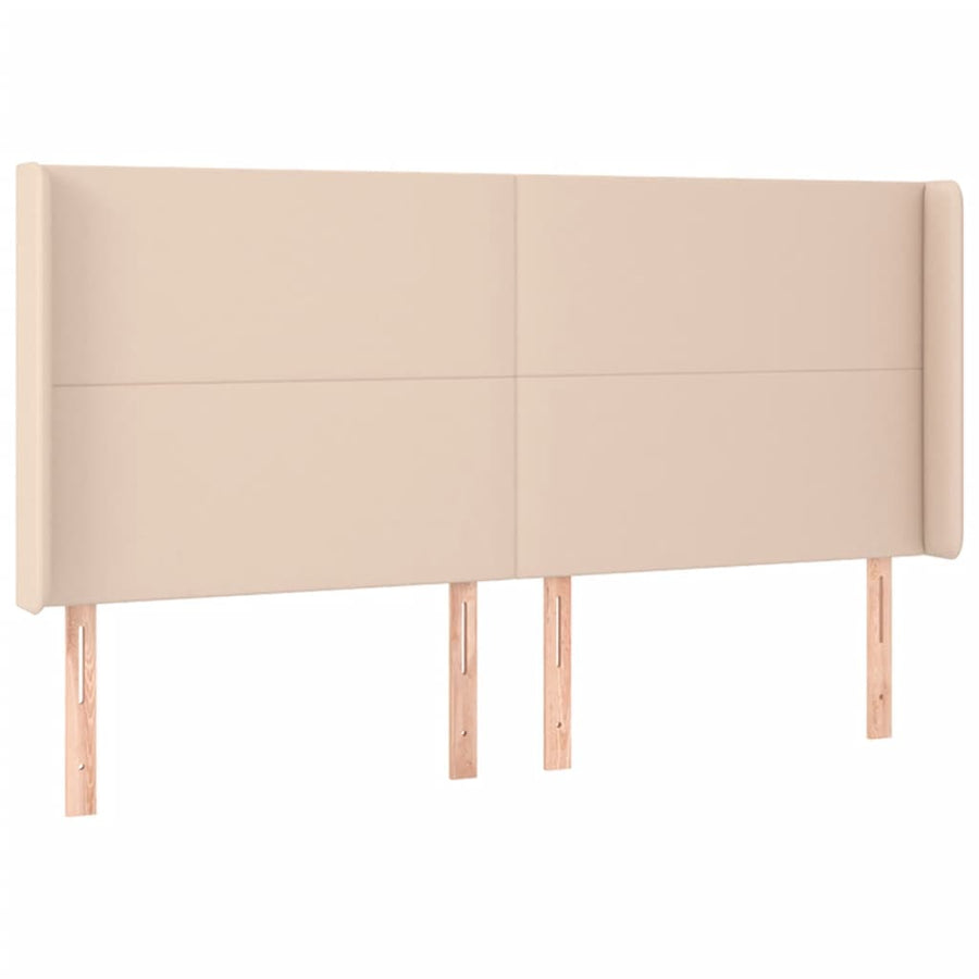 Hoofdbord LED 203x16x118/128 cm kunstleer cappuccinokleurig 203 x 16 x 118/128 cm Cappuccino