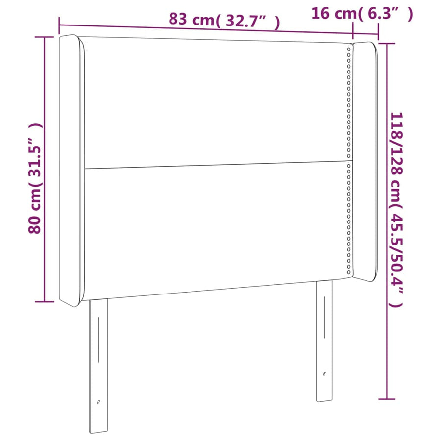 Hoofdbord Led Stof Zwart 83 x 16 x 118/128 cm