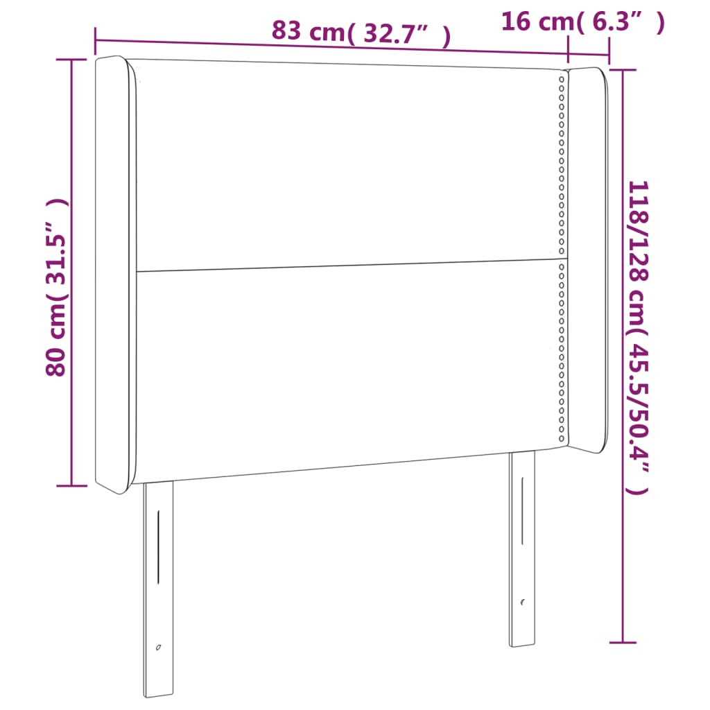 Hoofdbord Led Stof Blauw 83 x 16 x 118/128 cm
