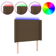 Hoofdbord LED 93x16x118/128 cm stof donkerbruin 93 x 16 x 118/128 cm