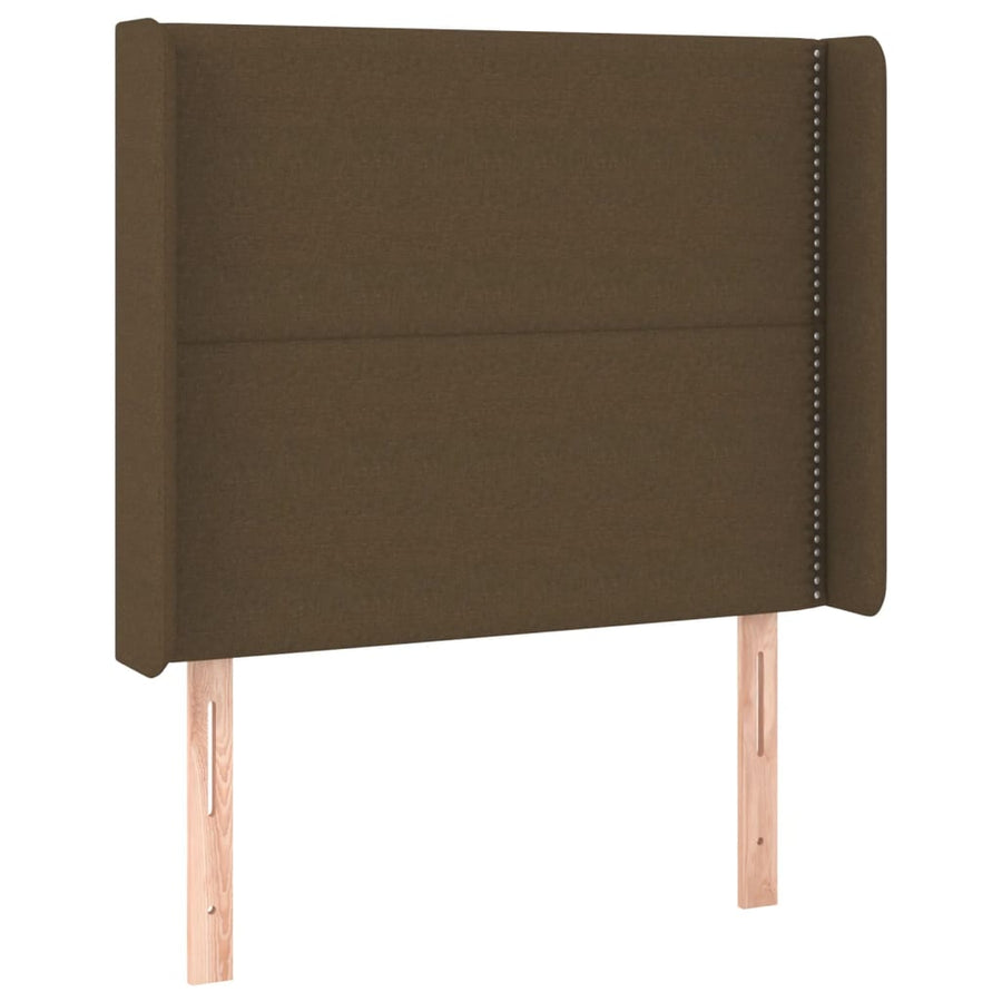 Hoofdbord LED 93x16x118/128 cm stof donkerbruin 93 x 16 x 118/128 cm