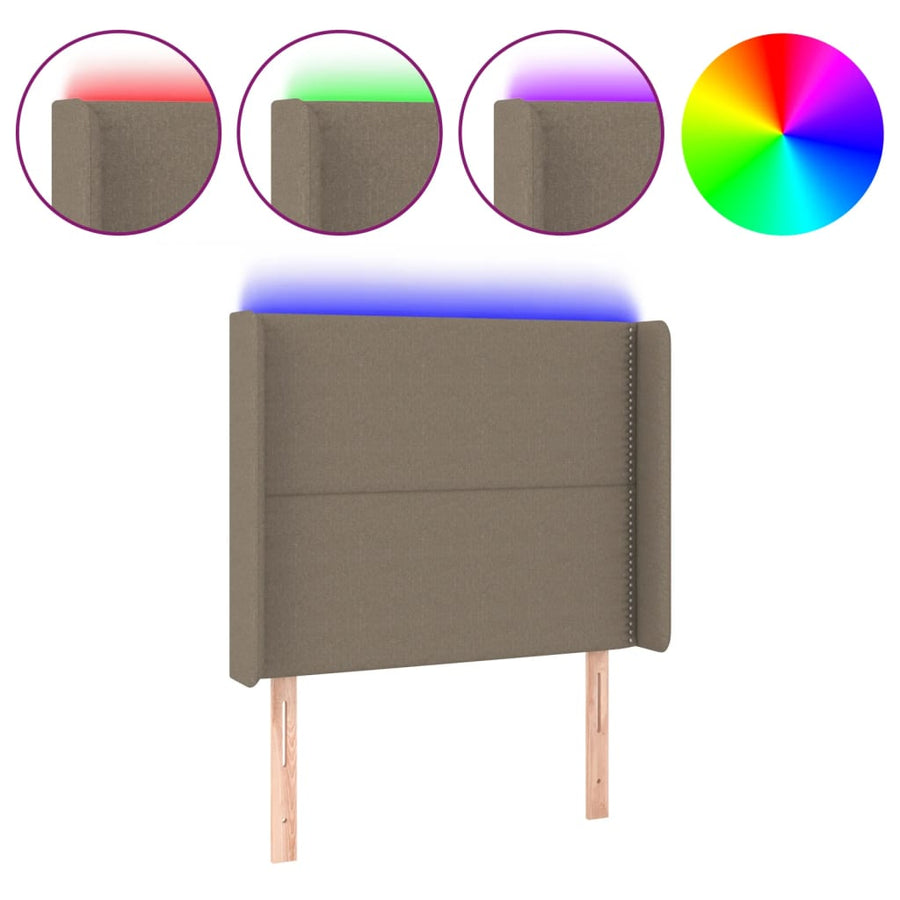Hoofdbord Led Stof Taupe 93 x 16 x 118/128 cm
