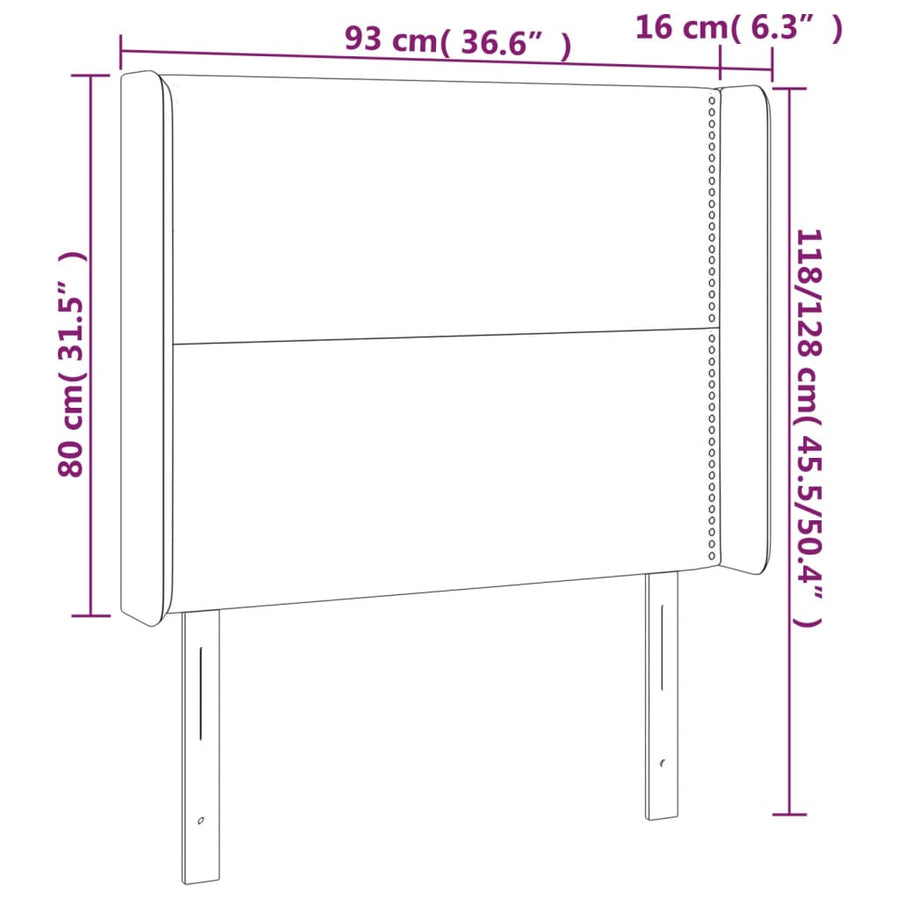 Hoofdbord Led Stof Taupe 93 x 16 x 118/128 cm