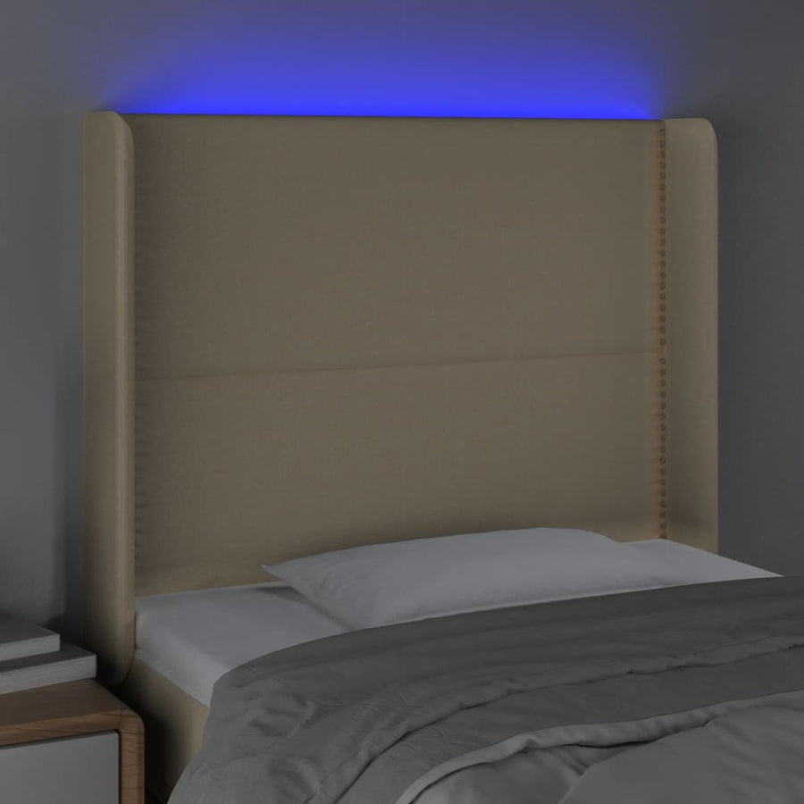 Hoofdbord Led Stof Kleurig Crème 93 x 16 x 118/128 cm