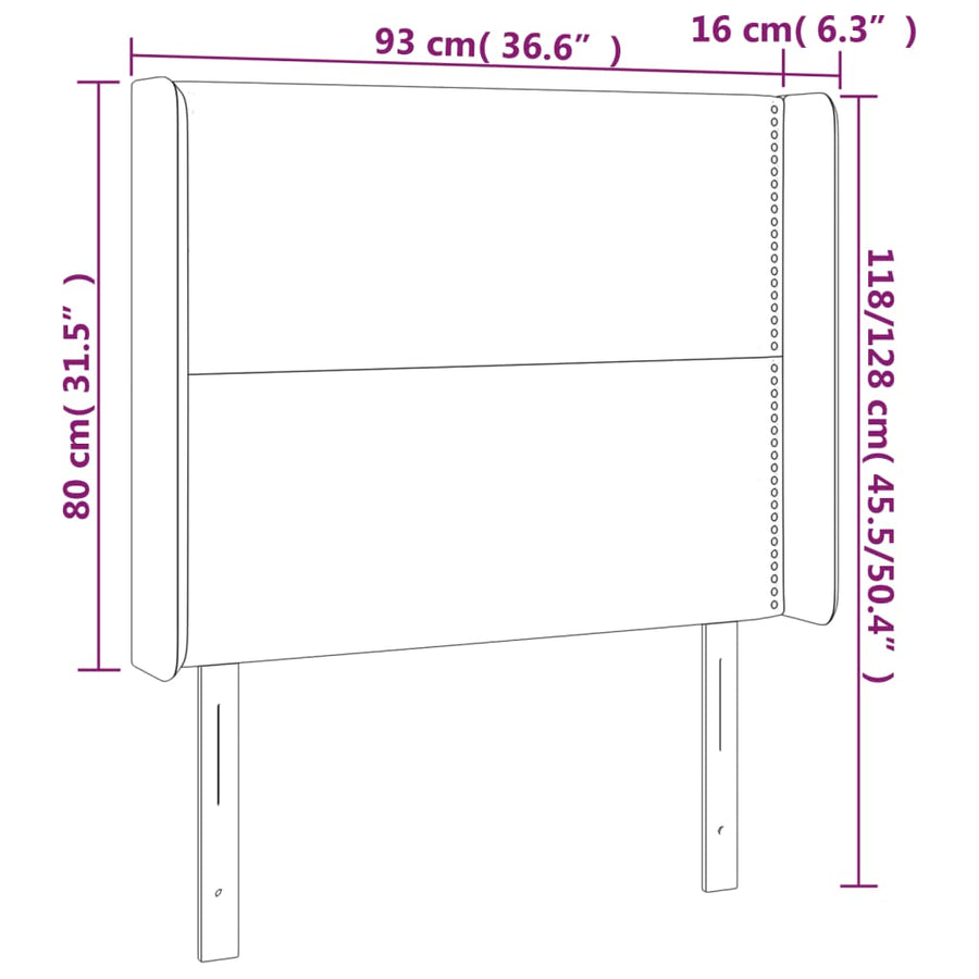 Hoofdbord Led Stof Kleurig Crème 93 x 16 x 118/128 cm