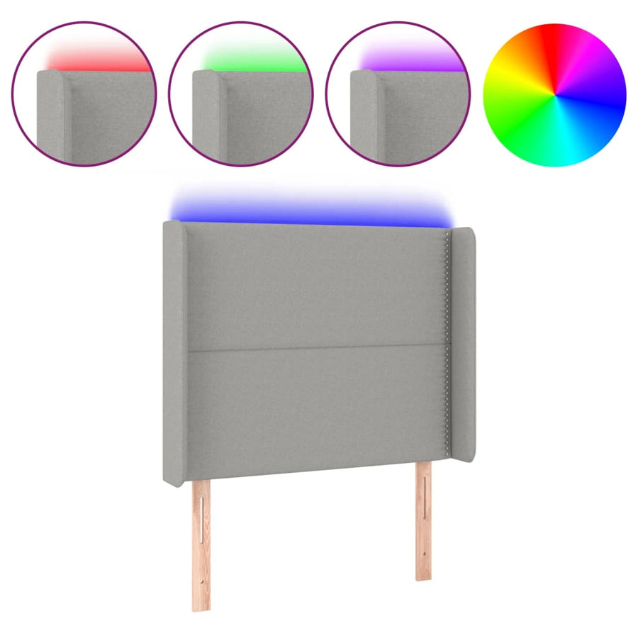 Hoofdbord Led Stof Lichtgrijs 103 x 16 x 118/128 cm