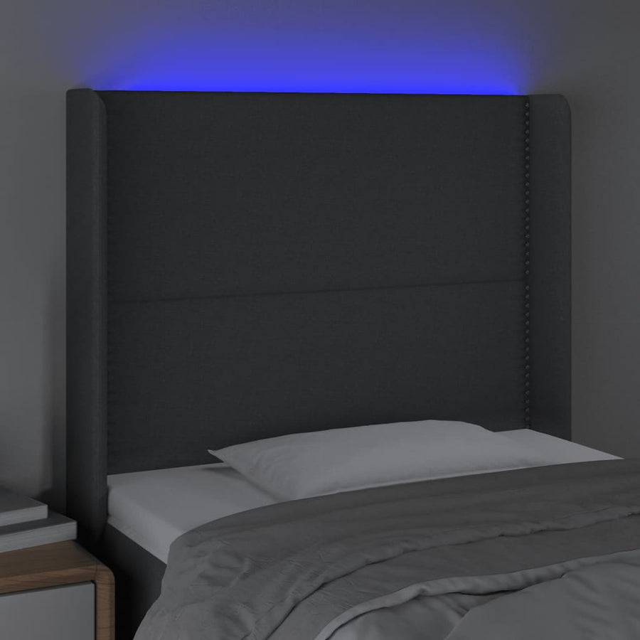 Hoofdbord Led Stof Donkergrijs 103 x 16 x 118/128 cm
