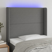 Hoofdbord 103x16x118/128 cm stof donkergrijs LED
