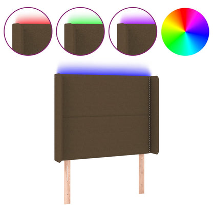 Hoofdbord LED 103x16x118/128 cm stof donkerbruin 103 x 16 x 118/128 cm