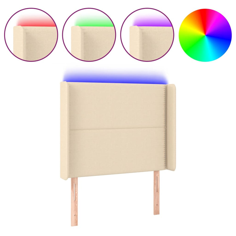 Hoofdbord Led Stof Kleurig Crème 103 x 16 x 118/128 cm
