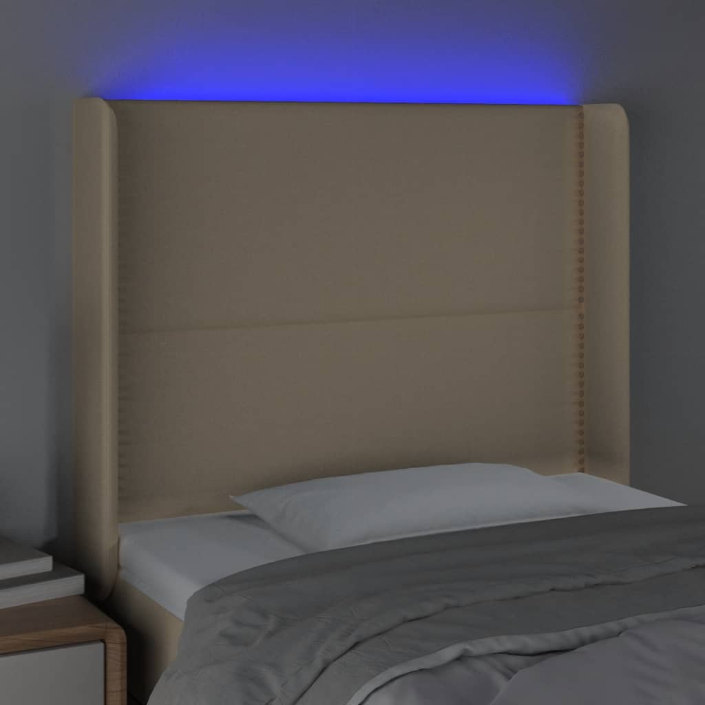 Hoofdbord Led Stof Kleurig Crème 103 x 16 x 118/128 cm