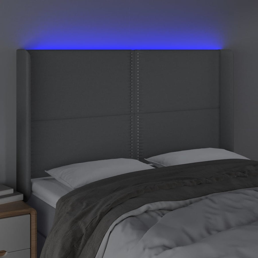 Hoofdbord Led Stof Lichtgrijs 147 x 16 x 118/128 cm
