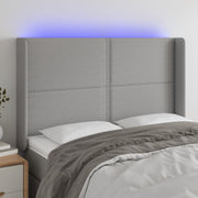 Hoofdbord LED 147x16x118/128 cm lichtgrijs stof