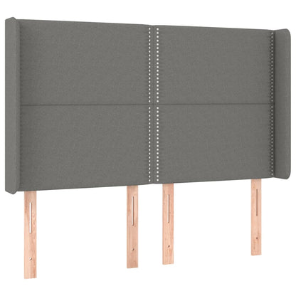 Hoofdbord Led Stof Donkergrijs 147 x 16 x 118/128 cm