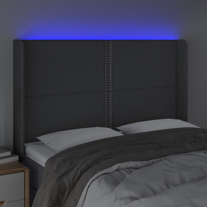 Hoofdbord Led Stof Donkergrijs 147 x 16 x 118/128 cm