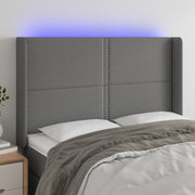 Hoofdbord 147x16x118/128 cm stof donkergrijs met LED