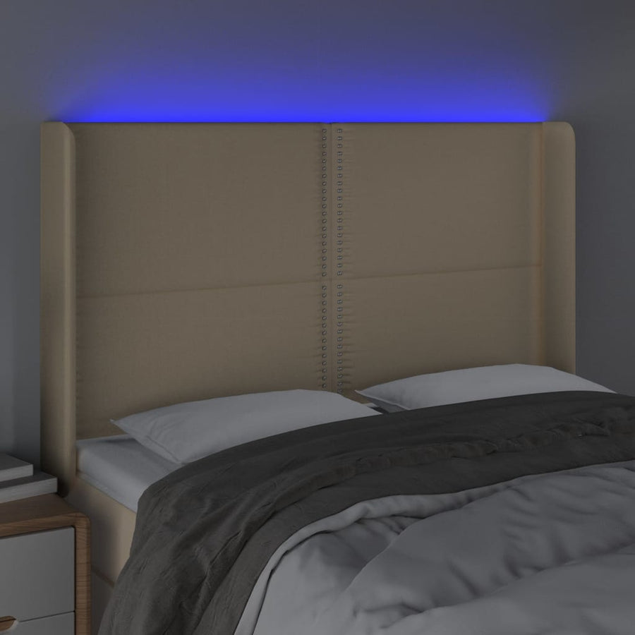 Hoofdbord Led Stof Kleurig Crème 147 x 16 x 118/128 cm