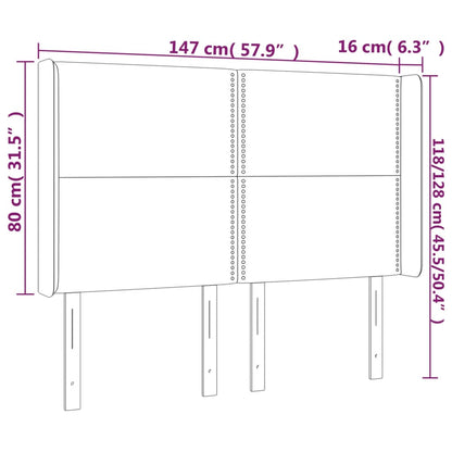 Hoofdbord Led Stof Kleurig Crème 147 x 16 x 118/128 cm