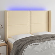 Hoofdbord 147x118/128 cm stof crèmekleurig LED
