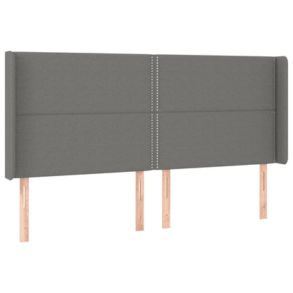 Hoofdbord LED 163x16x118/128 cm stof donkergrijs 163 x 16 x 118/128 cm