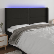 Hoofdbord 183x16x118/128 cm stof zwart LED