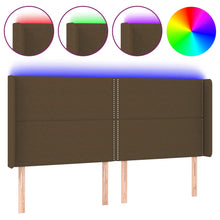 Hoofdbord LED 183x16x118/128 cm stof donkerbruin 183 x 16 x 118/128 cm