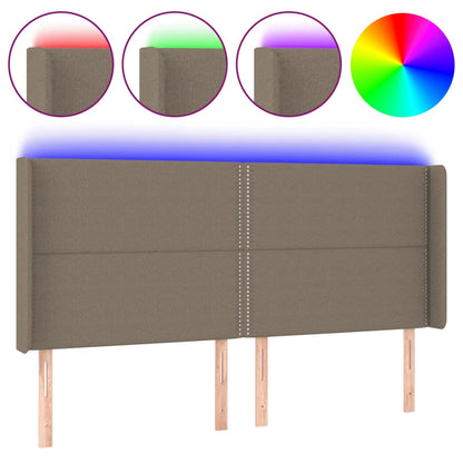 Hoofdbord LED 183x16x118/128 cm stof taupe 183 x 16 x 118/128 cm
