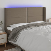 Hoofdbord 183x16x118/128 cm stof taupe LED