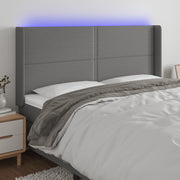 Hoofdbord LED 203x16x118/128 cm donkergrijs stof