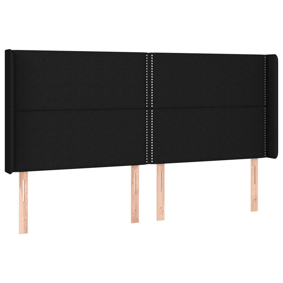 Hoofdbord Led Stof Zwart 203 x 16 x 118/128 cm