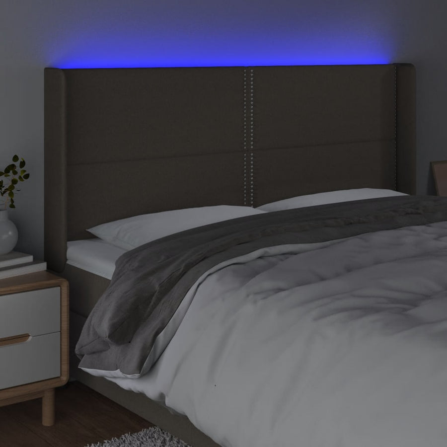 Hoofdbord Led Stof Taupe 203 x 16 x 118/128 cm