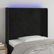Hoofdbord LED 83x16x118/128 cm zwart fluweel