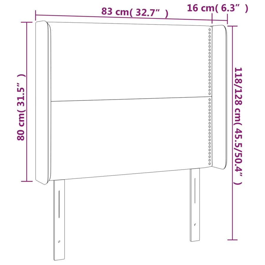 Hoofdbord Led Fluweel 83 x 16 x 118/128 cm Roze