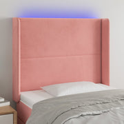 Hoofdbord 83x16x118/128 cm fluweel roze LED