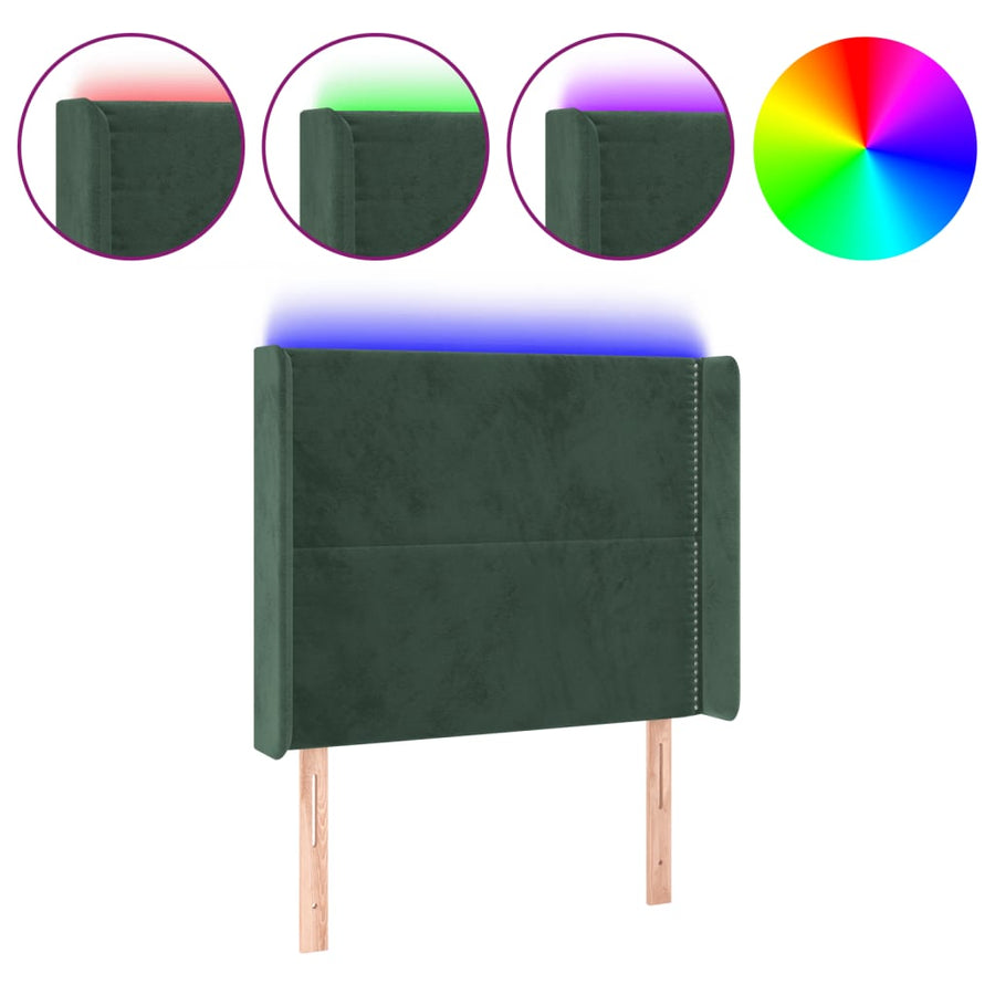 Hoofdbord Led Fluweel 93 x 16 x 118/128 cm