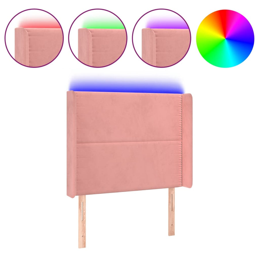 Hoofdbord LED 93x16x118/128 cm fluweel roze 93 x 16 x 118/128 cm Roze