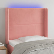 Hoofdbord 93x16x118/128 cm fluweel roze LED