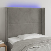 Hoofdbord 103x16x118/128 cm fluweel lichtgrijs LED