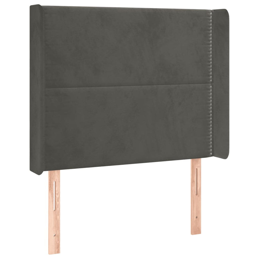 Hoofdbord LED 103x16x118/128 cm fluweel donkergrijs 103 x 16 x 118/128 cm Donkergrijs