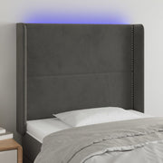 Hoofdbord 103x16x118/128 cm fluweel donkergrijs LED