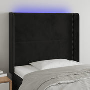 Hoofdbord 103x16x118/128 cm fluweel zwart LED