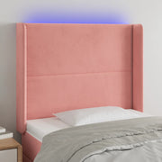 Hoofdbord 103x16x118/128 cm fluweel roze LED