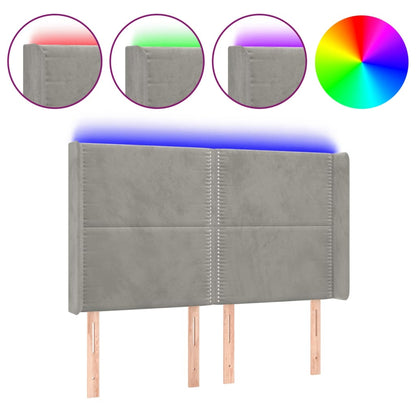 Hoofdbord LED 147x16x118/128 cm fluweel lichtgrijs 147 x 16 x 118/128 cm Lichtgrijs