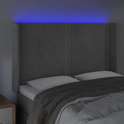 Hoofdbord LED 147x16x118/128 cm fluweel lichtgrijs 147 x 16 x 118/128 cm Lichtgrijs