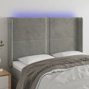 Hoofdbord 147x16x118/128 cm fluweel lichtgrijs LED