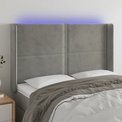 Hoofdbord LED 147x16x118/128 cm fluweel lichtgrijs 147 x 16 x 118/128 cm Lichtgrijs