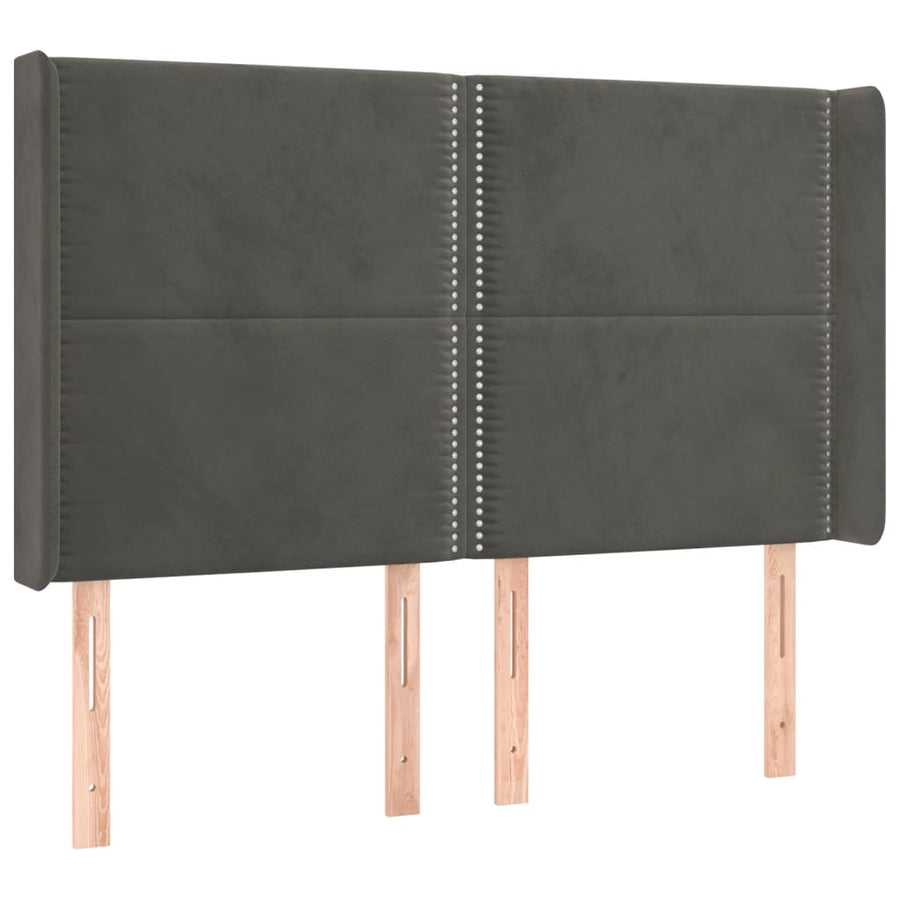 Hoofdbord LED 147x16x118/128 cm fluweel donkergrijs 147 x 16 x 118/128 cm Donkergrijs