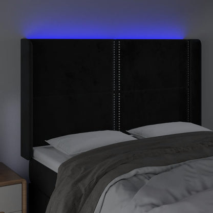 Hoofdbord LED 147x16x118/128 cm fluweel zwart 147 x 16 x 118/128 cm Zwart